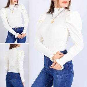 Soft balloon sleeves sweter